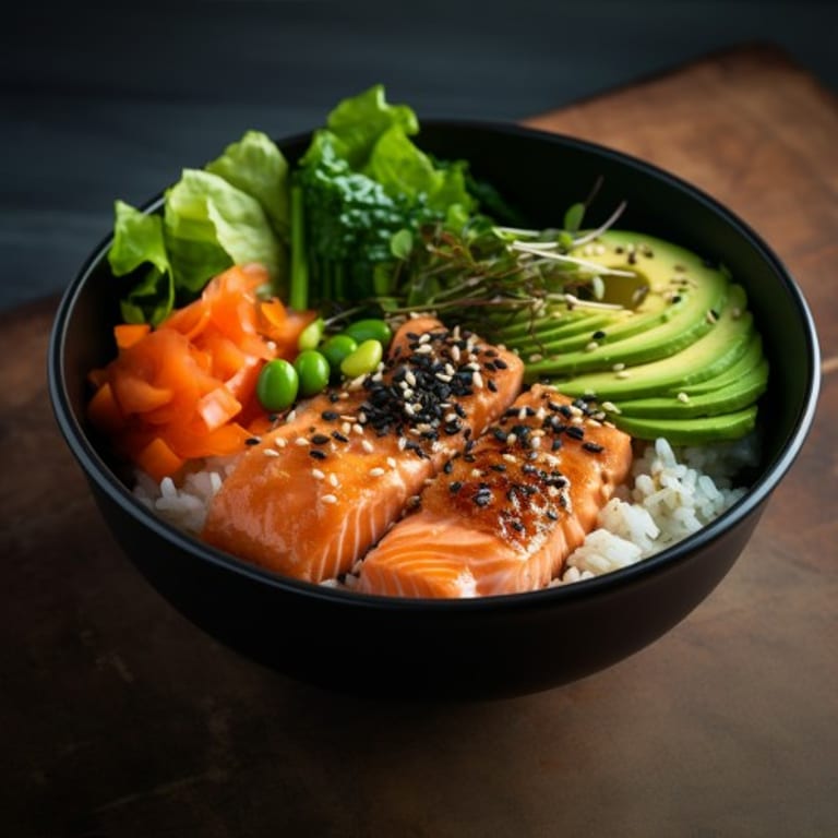 Savor our salmon bowl